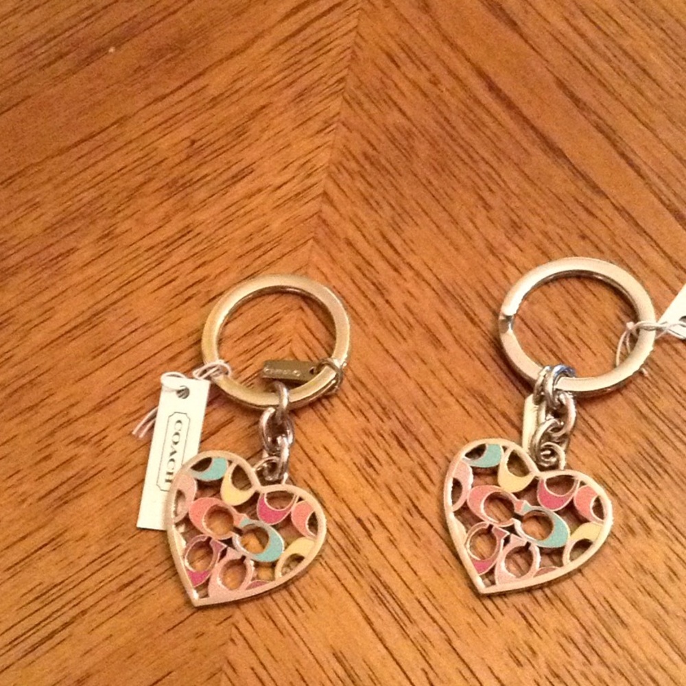 NWT three Coach multicolor heart keychains - Picture 1 of 8